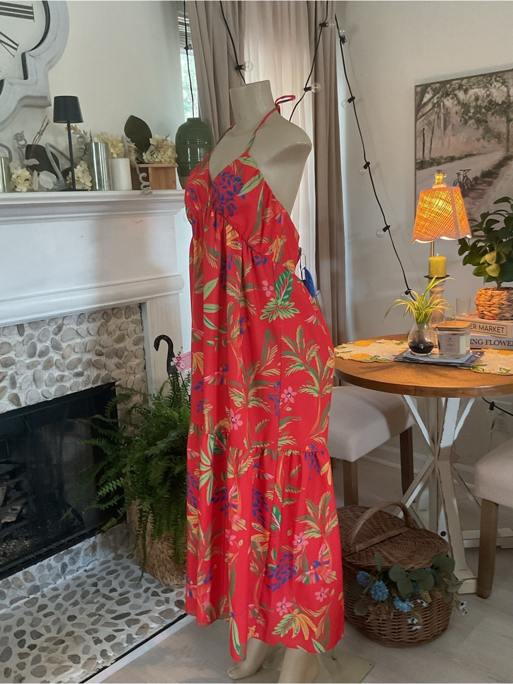 Chelsea & Violet Red Tropical Maxi Dress